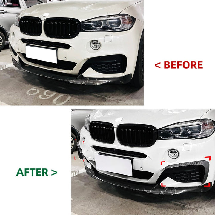 Car Craft Compatible With Bmw X6 F15 2014-2019 Front M Sports Bumper Fog Lamp Light Air Intake Wind Knife Trim Skirts Canard Splitters Glossy Black Zst-636 Gb