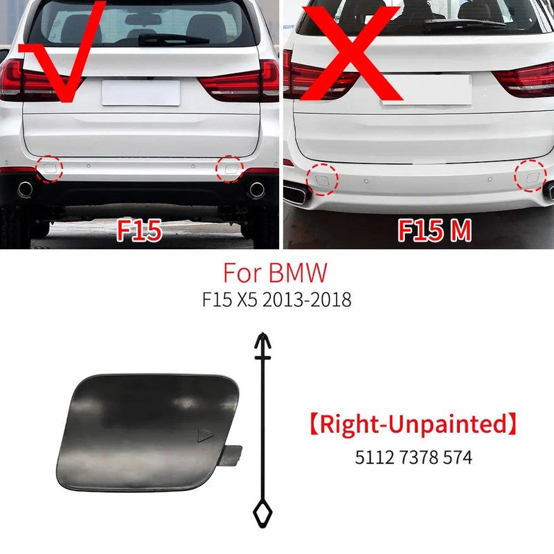 Car Craft Compatible With Bmw X5 F15 2014-2018 Rear Bumper Tow Hook Towing Tochan Trailer Cover 51127378574 Unpainted Right - CAR CRAFT INDIA