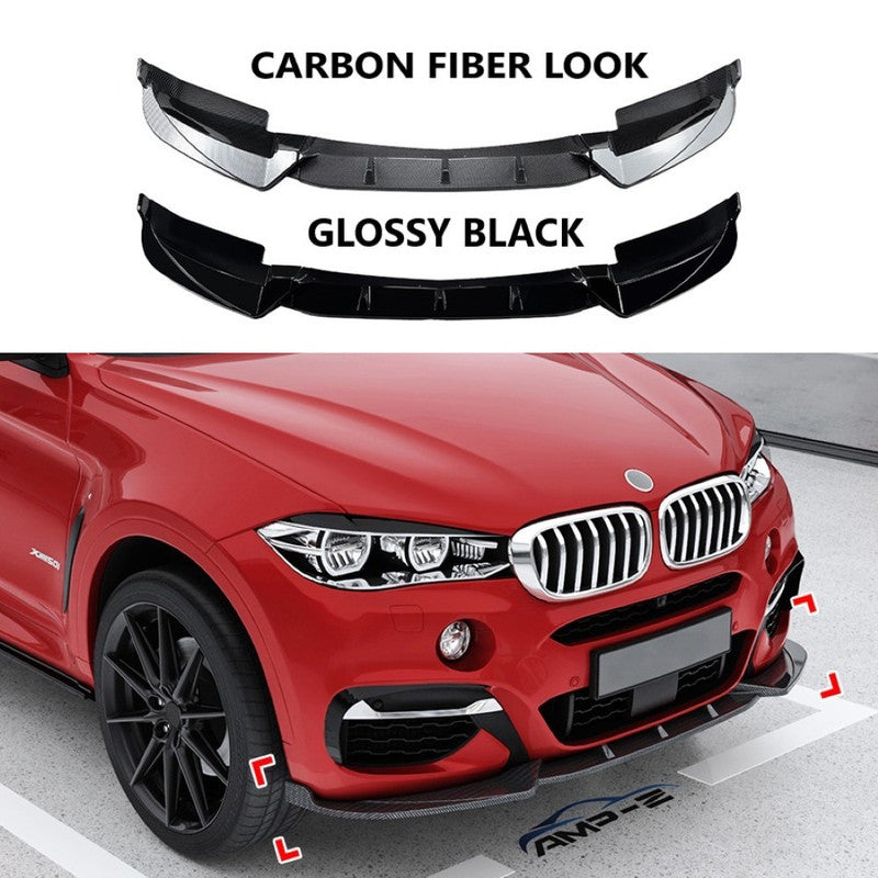 Car Craft Compatible With Bmw X6 F16 2014-2019 Front M Sports Bumper Lip Splitter Skirst Carbon Fiber Look Zst-714 Cfl