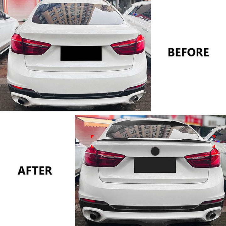 Car Craft Compatible With Bmw X6 F16 2014-2019 Rear Trunk Boot Wing Lip Mid Spoiler Carbon Fiber Look Zst-597 Cf