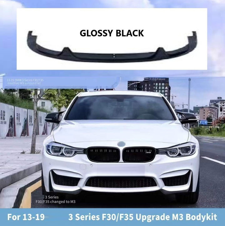Car Craft Compatible With Bmw 3 Series F30 F80 2012-2018 Upgraded M Sport M3 M4 Bumper Front Bumper Lip Splitter Skirts Glosy Black CC-7797 - CAR CRAFT INDIA