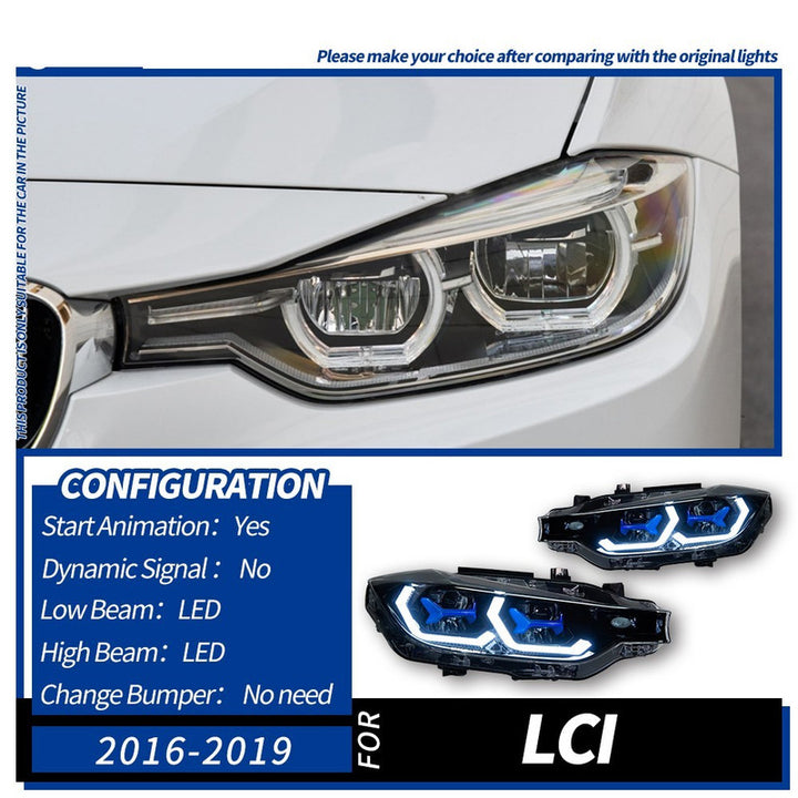 Car Craft Compatible With Bmw 3 Series F30 Lci 2016-2019 Car Front Upgraded Head Light Lamp Xenon Headlight Retrofit Upgrade Matrix Modified Led Drl Hid