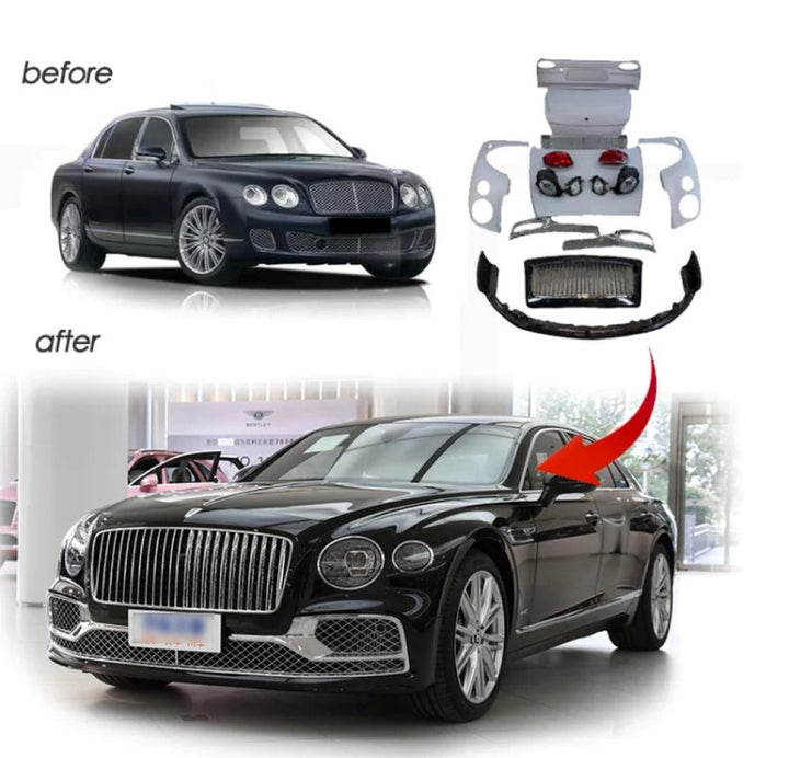 Car Craft Compatible With Bentley Flying Spur 2005-2020 Upgrade Facelift Convert To 2021 Style Kit Bumper Grill Headlight Taillight Trunnk Fender Bodykit Glass Fiber