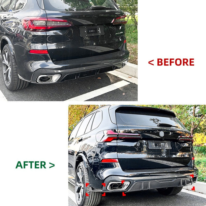 Car Craft Compatible With Bmw X5 G05 2019-2023 M Sports Bumper Rear After Lip Diffuser Splitter Skirts Flag Carbon Fiber Look Zst-564 Zst-610 Cf