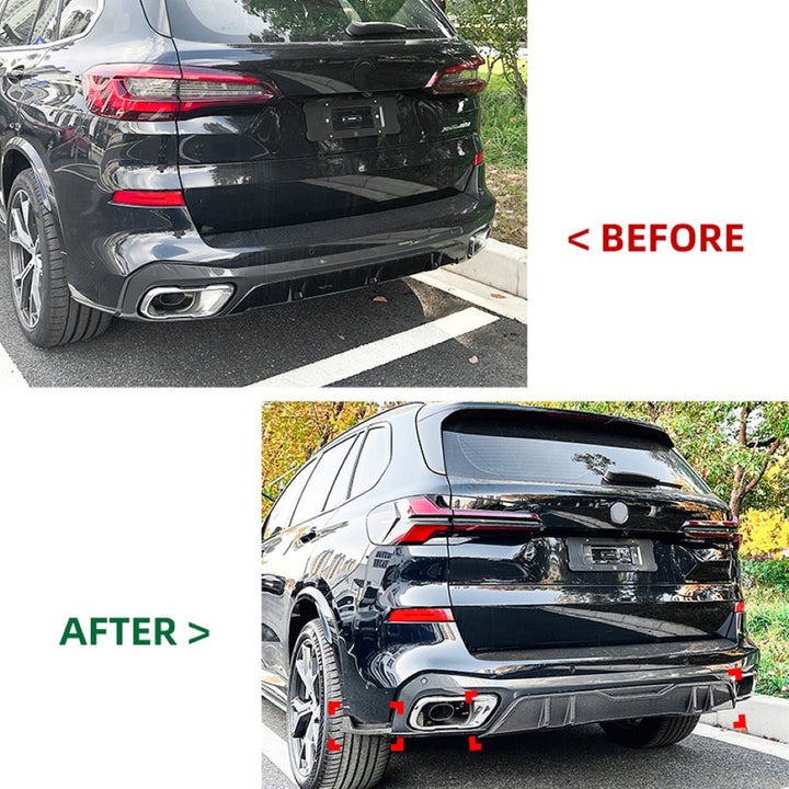 Car Craft Compatible With Bmw X5 G05 2019-2023 M Sports Bumper Rear After Lip Diffuser Splitter Skirts Flag Glossy Black Zst-564 Zst-610 Gb