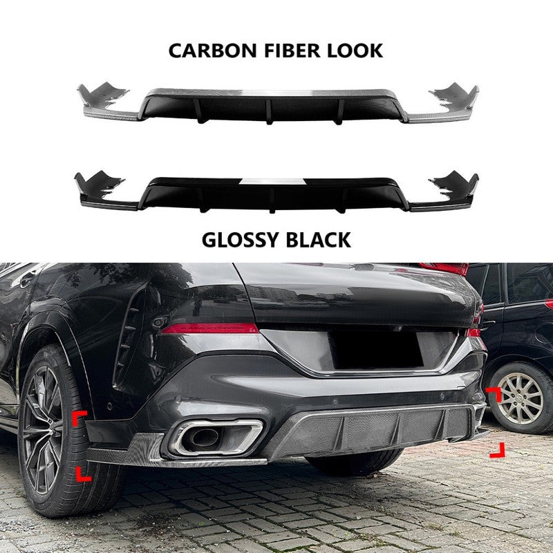 Car Craft Compatible With Bmw X6 G06 2019+ M Sport M Performance Rear Bumper Lip Skirt Splitter Diffuser Spoiler Zst-671 Cf Carbon Fiber Look