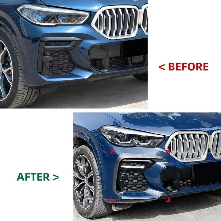 Car Craft Compatible With Bmw Bmw X6 G06 Pre-facelift M Sport 2019-2022 Front Bumper Lip Splitter Diffuser Skirst Flag Canard Carbon Fiber Look Zst-670 Cf