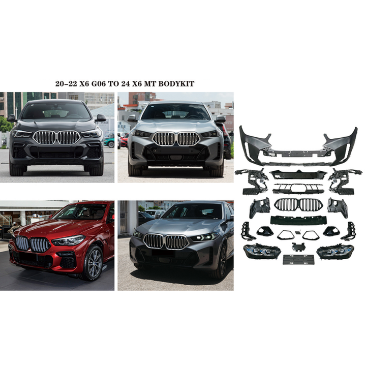 Car Craft Compatible With Bmw X6 G06 2019-2022 To G06 Lci 2023+ X6 Mt M Tech M Sports Upgrade Facelift Conversion Bodykit Bumper Headlight