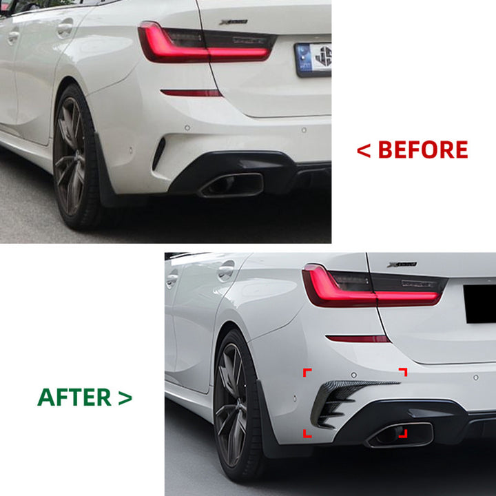 Car Craft Compatible With Bmw 3 Series G20 G28 Touring M Sports Rear Bumper Lip Splitter Skirts Canard Carbon Fiber Look Zst-914 Cf Usa