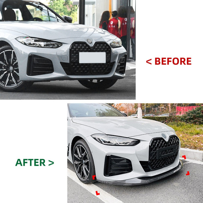 Car Craft Compatible With Bmw 4 Series M4 G22 G26 2020+ Coupe M Sports Front Bumper Lip Splitter Diffuser Skirst Flag Canard Carbon Fiber Look Zst-621 Cf