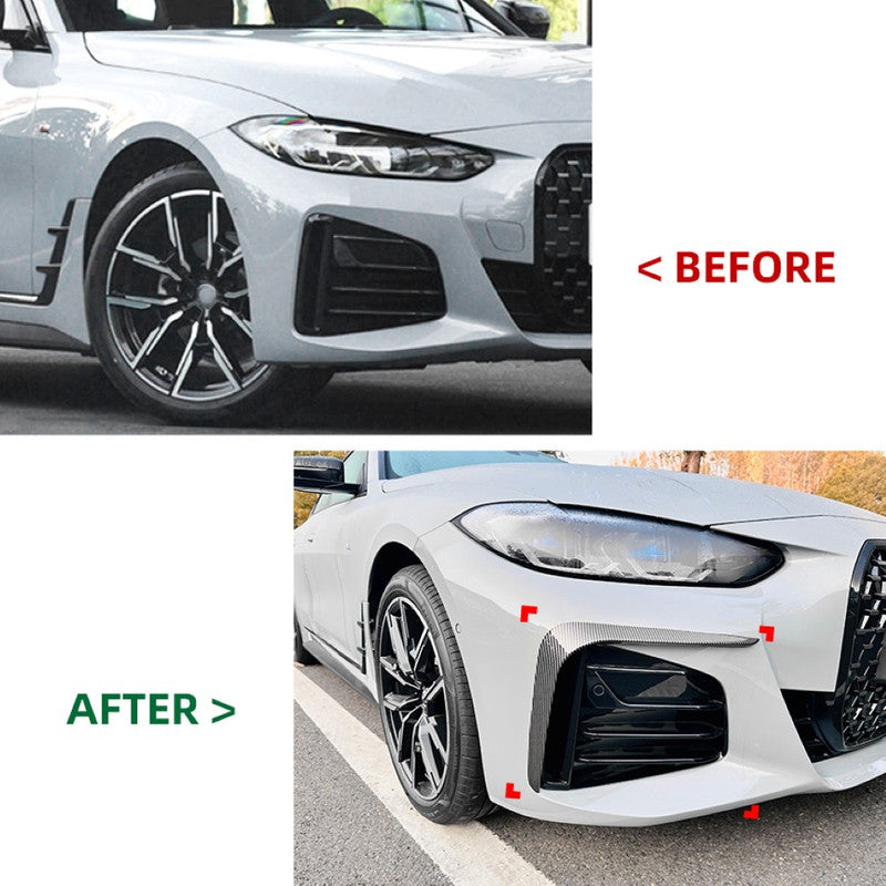 Car Craft Compatible With Bmw 4 Series M4 G22 G26 2020+ Coupe M Sports Front Bumper Lip Splitter Skirst Flag Canard Carbon Fiber Look Zst-625 Cf Usa