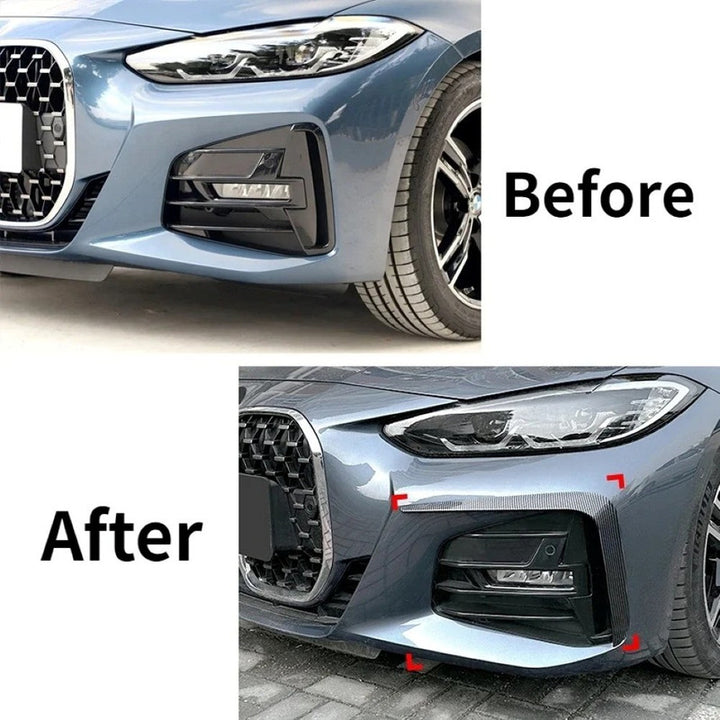 Car Craft Compatible With Bmw 4 Series M4 G22 2020+ M Sports Front Bumper Lip Splitter Skirst Flag Canard Carbon Fiber Look Zst-418 Cf Usa