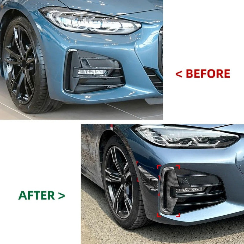 Car Craft Compatible With Bmw 4 Series M4 G22 2020+ M Sports Front Bumper Lip Splitter Skirst Flag Canard Carbon Fiber Look Zst-865 Zst-866 Cf Usa