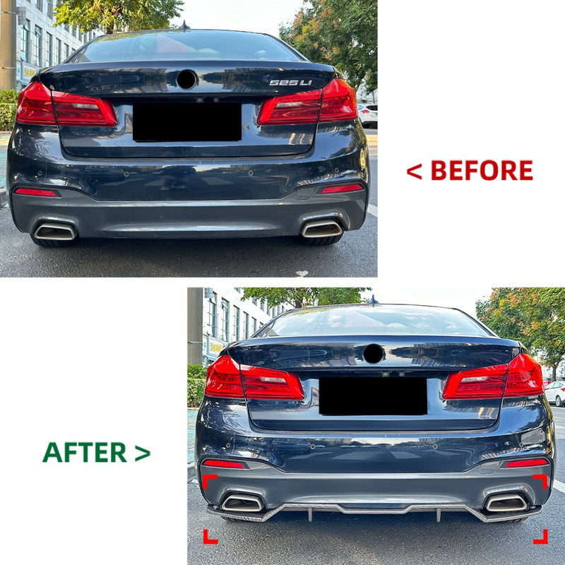 Car Craft Compatible With Bmw 5 Series G30 2017-2021 M Sports Bumper Rear After Lip Diffuser Splitter Skirts Blade Style Carbon Fiber Look Zst-883 Cf