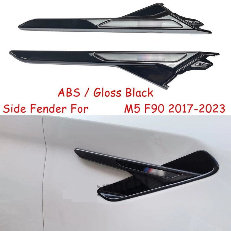 Car Craft Compatible With Bmw 5 Series G30 F90 M5 2017-2023 Side Fender Air Vent Trim Covers Glossy Black
