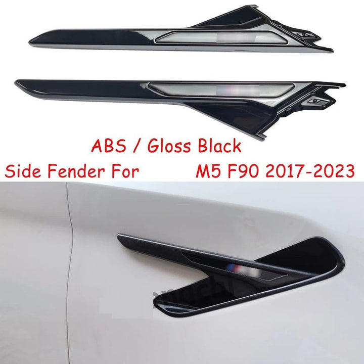 Car Craft Compatible With Bmw 5 Series G30 F90 M5 2017-2023 Side Fender Air Vent Trim Covers Glossy Black