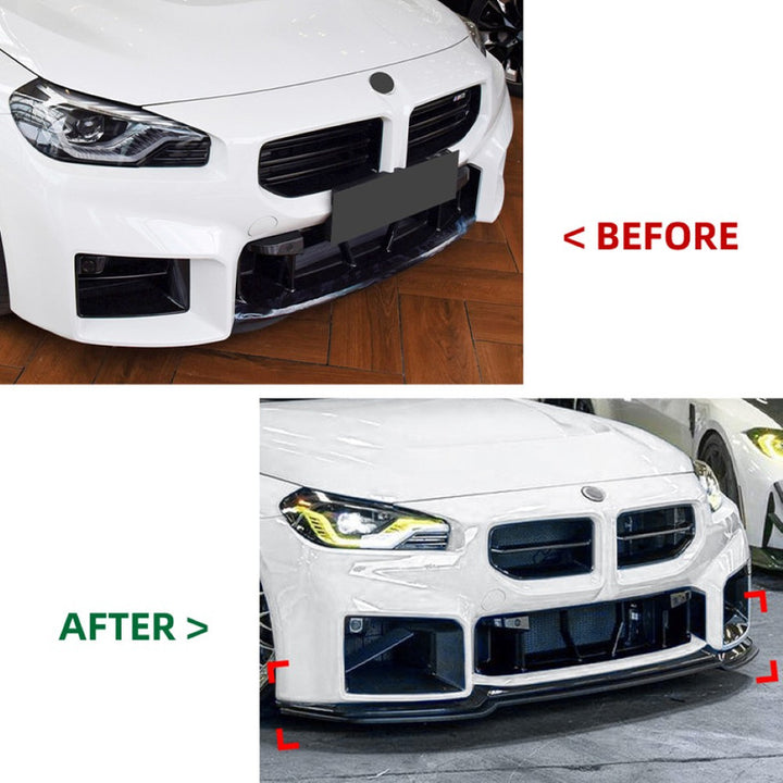 Car Craft Compatible With Bmw 2 Series M2 G87 G42 2020+ M Sports Front Bumper Lip Splitter Skirts Carbon Fiber Look Zst-642 Cf