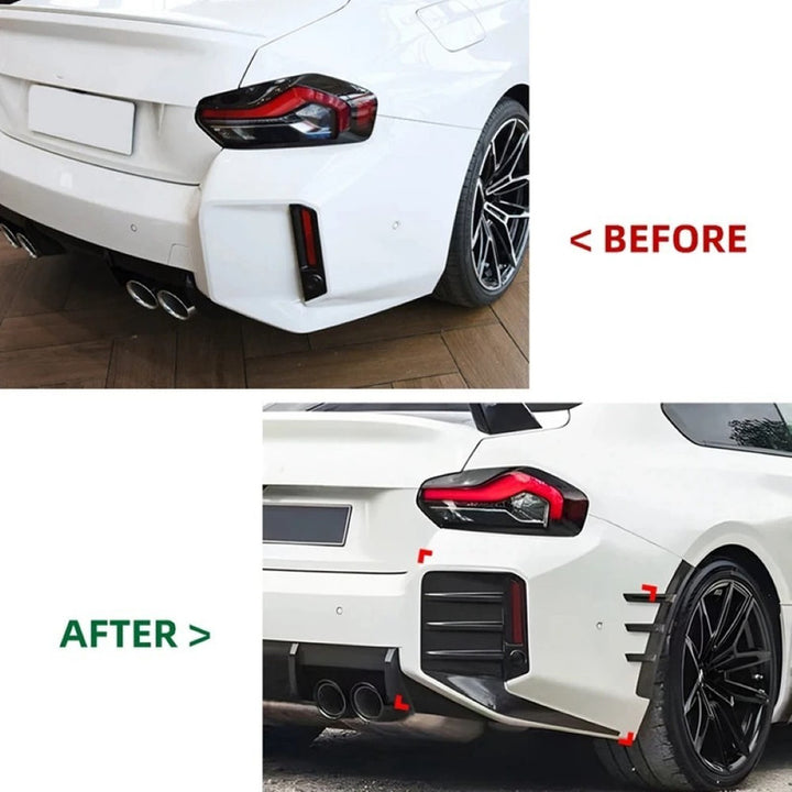Car Craft Compatible With Bmw 2 Series M2 G87 2023+ Mp M Performance Car Rear Bumper Air Vent Side Wind Blade Spoiler Indicator Light Trim Diffuser Skirts Splitter Trim Zst-693 Glossy Black