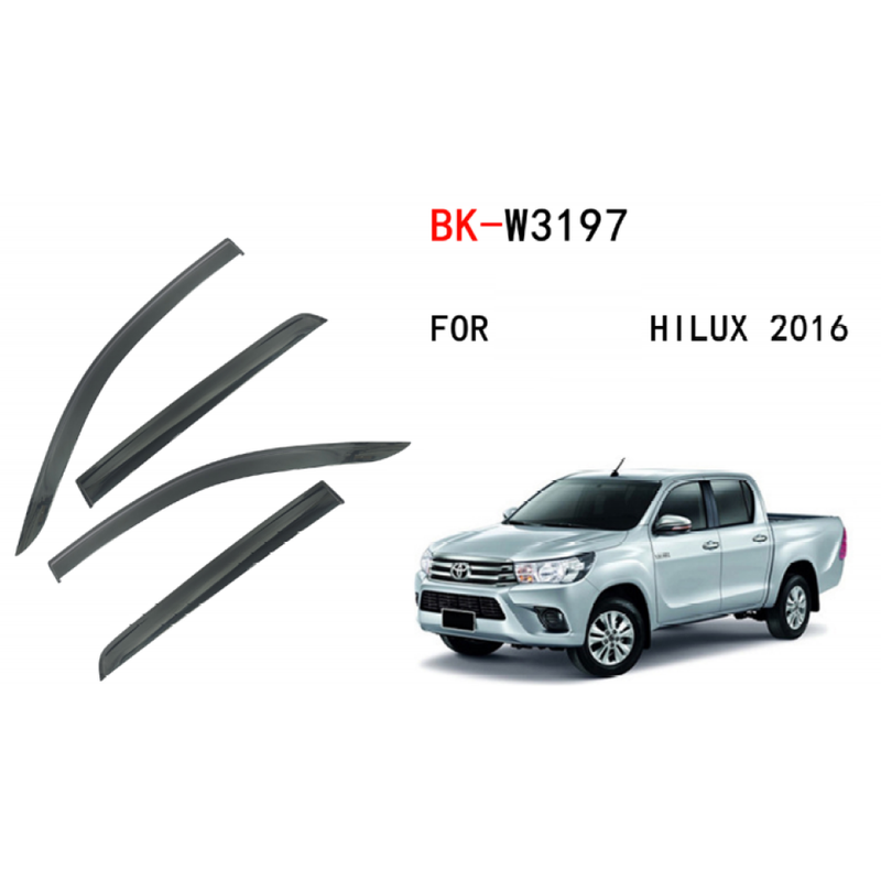 Car Craft Compatible With Toyota Hilux Revo 2015+ Rain Shine Side Window Wind Deflectors Rain Sun Guard Door Visor Doorvisor Deflector Visor Shades Ventvisor Strip CC-7751 - CAR CRAFT INDIA