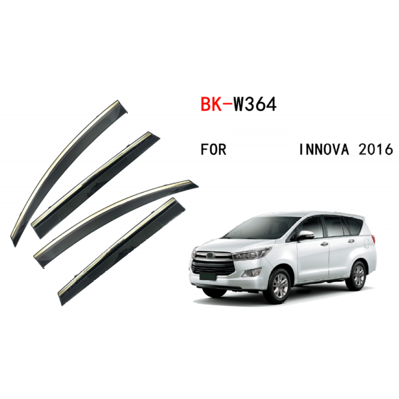 Car Craft Compatible With Toyota Innova Crysta 2016-2024 Rain Shine Side Window Wind Deflectors Rain Sun Guard Door Visor Doorvisor Deflector Visor Shades Ventvisor Strip CC-7752 - CAR CRAFT INDIA