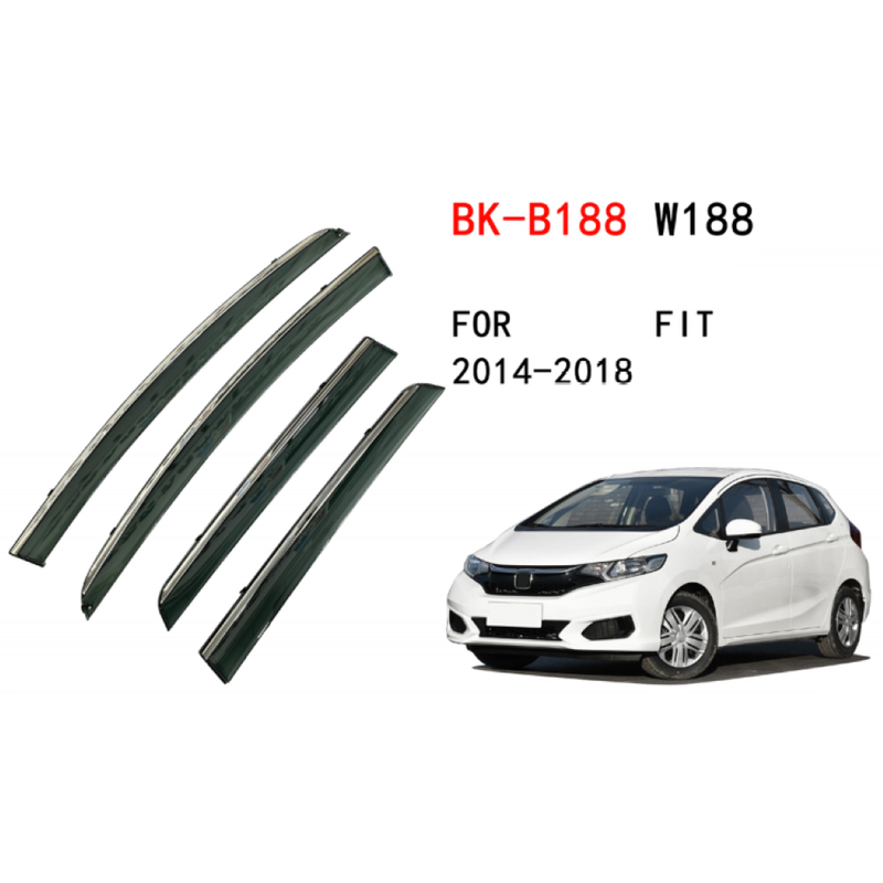 Car Craft Compatible With Honda Jazz 2014-2018 Rain Shine Side Window Wind Deflectors Rain Sun Guard Door Visor Doorvisor Deflector Visor Shades Ventvisor Strip CC-7681 - CAR CRAFT INDIA