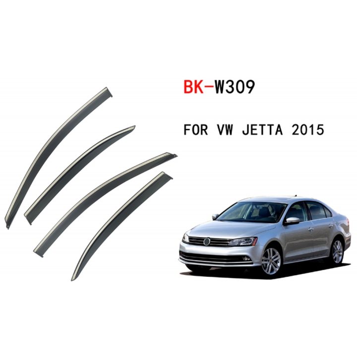 Car Craft Compatible With Volkswagen Vw Jetta 2015-2018 Rain Shine Side Window Wind Deflectors Rain Sun Guard Door Visor Doorvisor Deflector Visor Shades Ventvisor Strip CC-7773 - CAR CRAFT INDIA