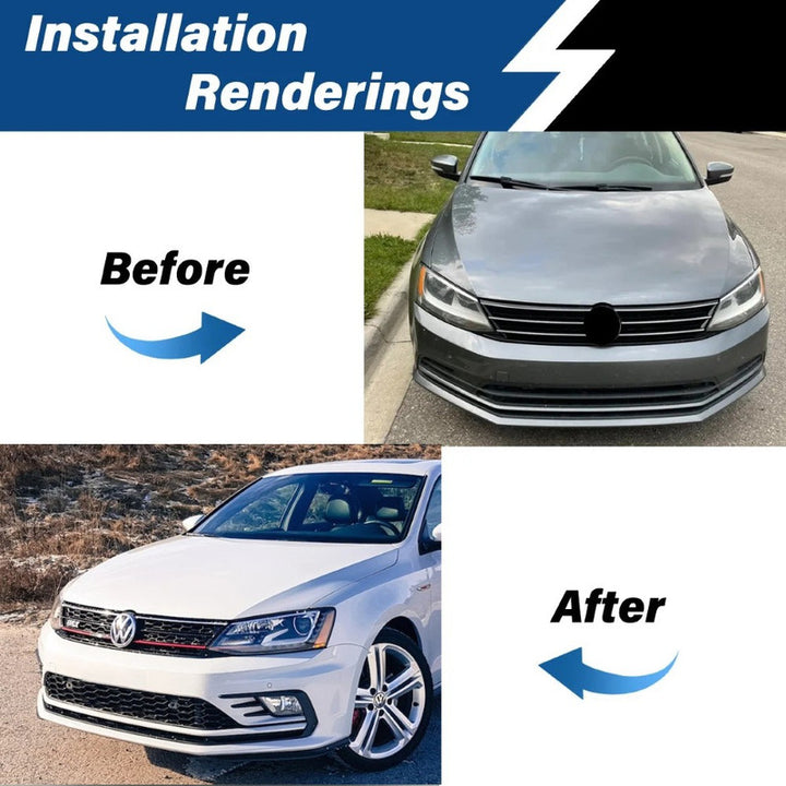 Car Craft Compatible With Vw Volkswagen Jetta Mk6 2015-2017 Upgrade Facelift Convert To Gli Style Front Bumper Show Grill Red Line