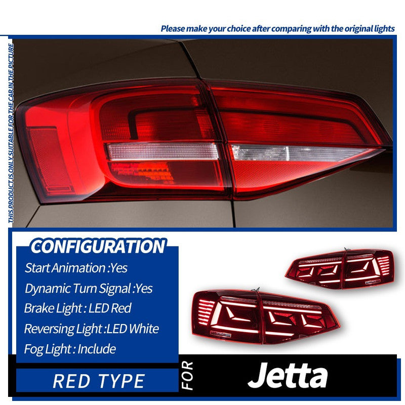 Car Craft Compatible With Volkswagne Vw Jetta 2015-2018 Car Rear Upgraded Tail Light Lamp Xenon Taillight Retrofit Upgrade Modified Led Drl Hid Red B