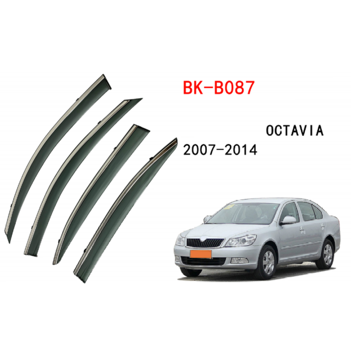Car Craft Compatible With Skoda Octavia Laura 2007-2013 Rain Shine Side Window Wind Deflectors Rain Sun Guard Door Visor Doorvisor Deflector Visor Shades Ventvisor Strip CC-7737 - CAR CRAFT INDIA