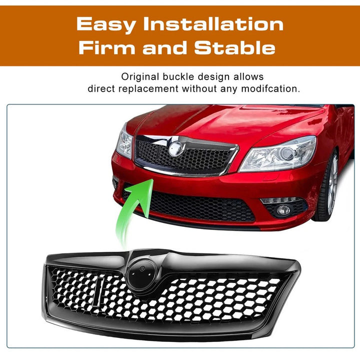 Car Craft Compatible With Skoda Laura Octavia 2009-2013 Rs Vrs Style Front Bumper Show Grill Honeycomb Black