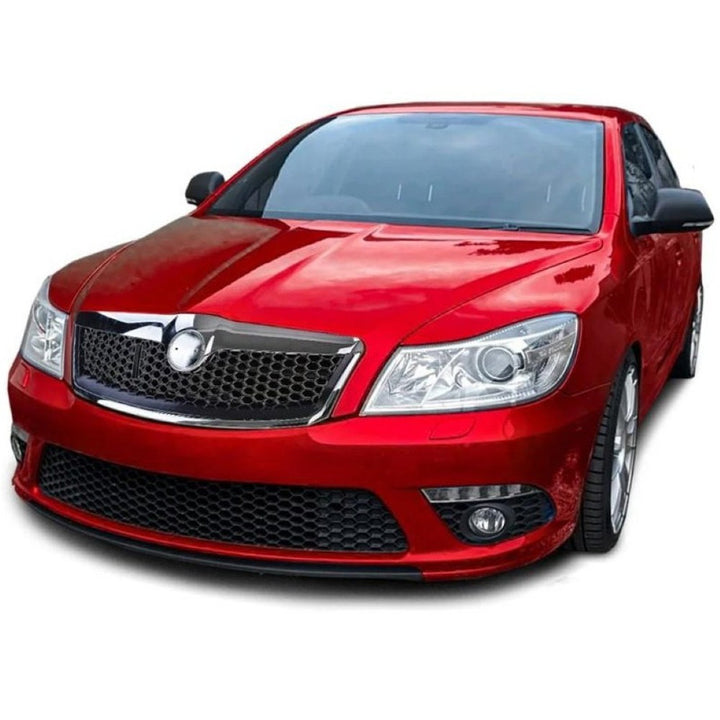 Car Craft Compatible With Skoda Laura Octavia 2009-2013 Rs Vrs Style Front Bumper Show Grill Honeycomb Chrome