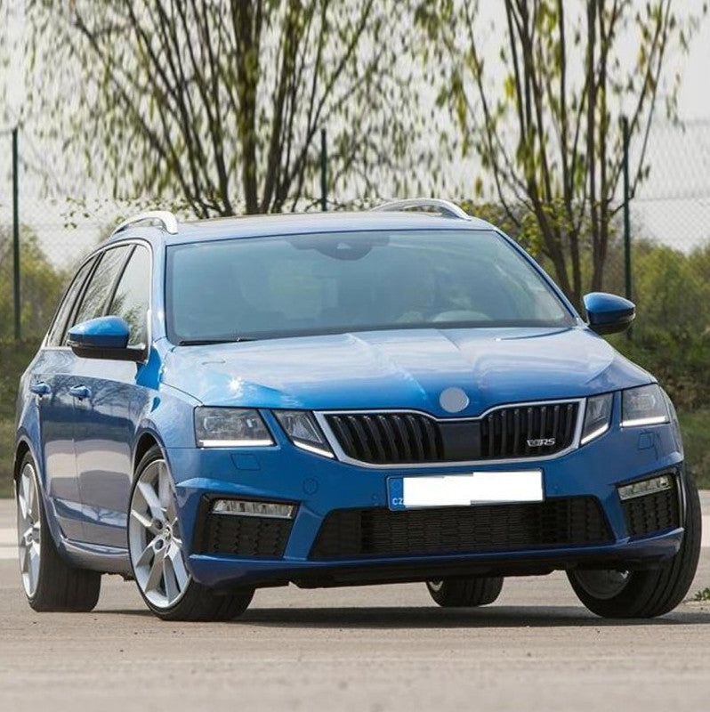 Car Craft Compatible With Skoda Octavia Iii 2017-2019 Rs Vrs Style Front Bumper Show Grill Silver