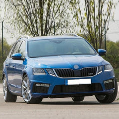 Car Craft Compatible With Skoda Octavia Iii 2017-2019 Rs Vrs Style Front Bumper Show Grill Silver CC-7205