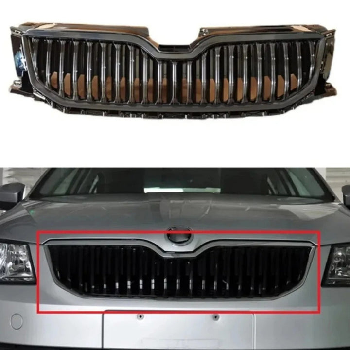 Car Craft Compatible With Skoda Octavia Iii 2013-2016 Rs Vrs Style Front Bumper Show Grill Black
