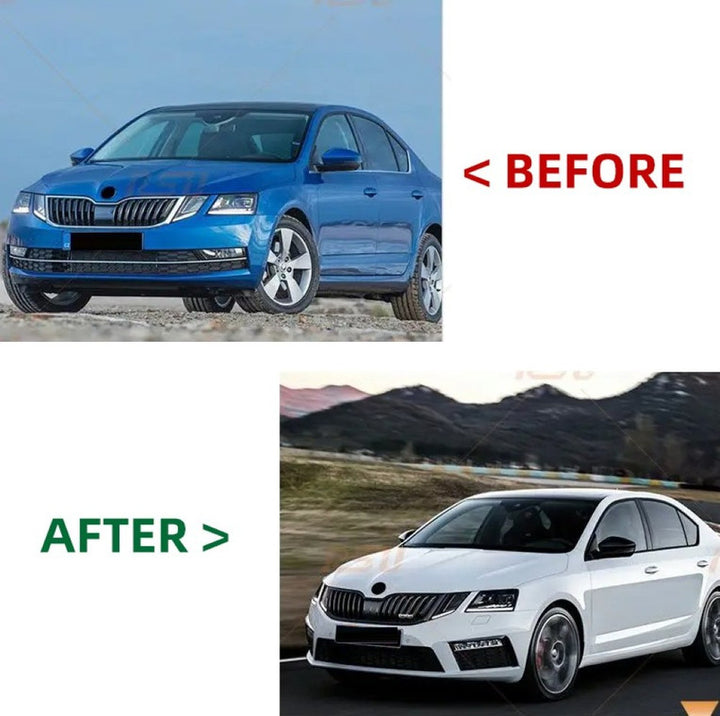 Car Craft Compatible With Skoda Octavia Iii 2017-2019 Upgrade Facelift Convert To Rs Vrs Style Front Bumper Bodykit Fog Lamp Light Grill Mesh