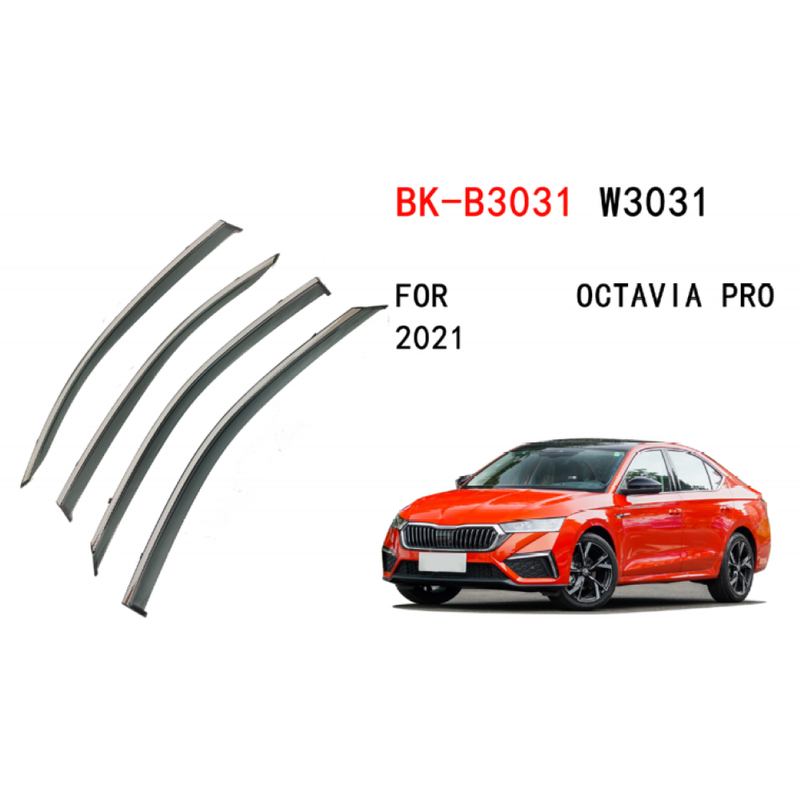 Car Craft Compatible With Skoda Octavia Pro 2021+ Rain Shine Side Window Wind Deflectors Rain Sun Guard Door Visor Doorvisor Deflector Visor Shades Ventvisor Strip CC-7738 - CAR CRAFT INDIA