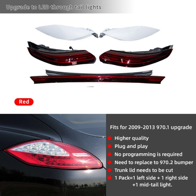 Car Craft Compatible With Porsche Panamera 971.1 2010-2013 Upgrade Facelift Rear Taillight Lamp Light With Centre Bar 971.2 Style With Rear Bumper Red