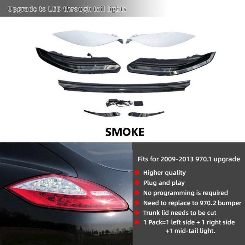 Car Craft Compatible With Porsche Panamera 971.1 2010-2013 Upgrade Facelift Rear Taillight Lamp Light With Centre Bar 971.2 Style With Rear Bumper Smoke