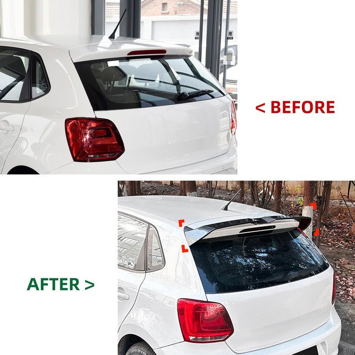 Car Craft Compatible With Volkswagen Polo Mk5 6r 6c 2009-2024 Rear Trunk Boot Roof Wing Lip Spoiler Splitter Skirts Oettinger Zst-965 Carbon Fiber Look