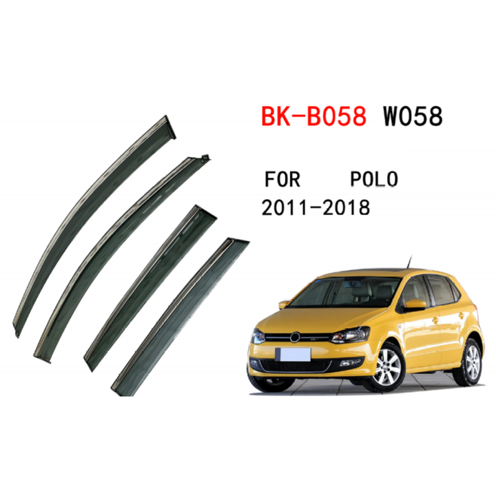 Car Craft Compatible With Volkswagen Vw Polo 2011-2024 Rain Shine Side Window Wind Deflectors Rain Sun Guard Door Visor Doorvisor Deflector Visor Shades Ventvisor Strip CC-7770 - CAR CRAFT INDIA