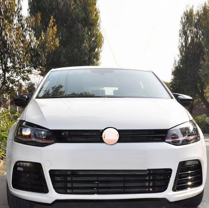 Car Craft Compatible With Vw Volkswagen Polo 2010-2024 Upgrade Facelift Convert To R400 R Line Style Front Bumper Show Grill Black