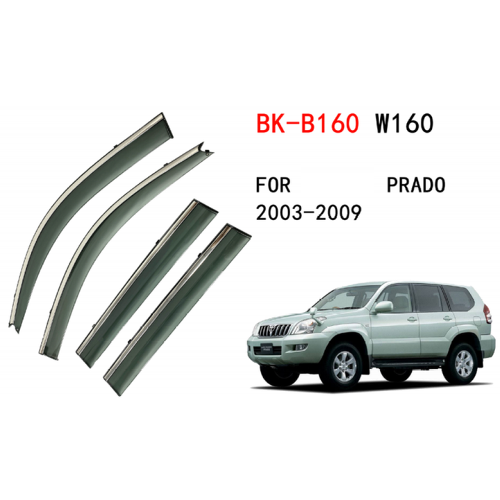 Car Craft Compatible With Toyota Prado Fj120 2003-2009 Rain Shine Side Window Wind Deflectors Rain Sun Guard Door Visor Doorvisor Deflector Visor Shades Ventvisor Strip CC-7755 - CAR CRAFT INDIA