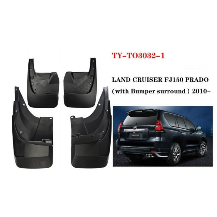 CAR CRAFT COMPATIBLE WITH TOYOTA PRADO FJ150 2010-2018 CAR TYRE MUDFLAPS MUD FLAP MUD GUARD FENDER SPLASH GUARD WITH BUMPER SURROUND TO3032-2 - CAR CRAFT INDIA