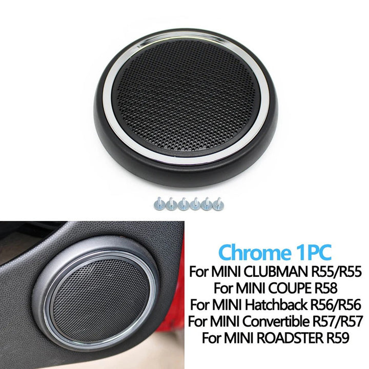 Car Craft Compatible With Mini Cooper Clubman R55 08-14 R58 12-15 R56 07-14 R57 09-15 R59 12-14 R56 N 09-13 Car Front Door Woofer Speaker Grill Cover 51412753333 Black Chrome