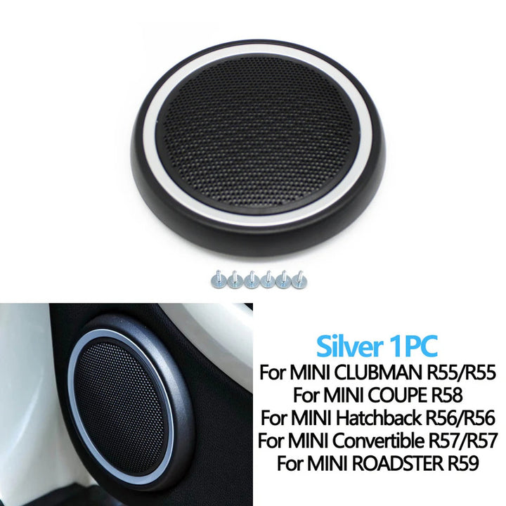 Car Craft Compatible With Mini Cooper Clubman R55 08-14 R58 12-15 R56 07-14 R57 09-15 R59 12-14 R56 N 09-13 Car Front Door Woofer Speaker Grill Cover 51412753270 Black Silver