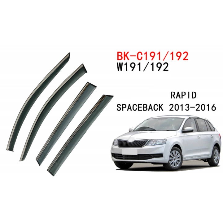 Car Craft Compatible With Skoda Vw Volkswagen Rapid 2012-2018 Rain Shine Side Window Wind Deflectors Rain Sun Guard Door Visor Doorvisor Deflector Visor Shades Ventvisor Strip CC-7740 - CAR CRAFT INDIA