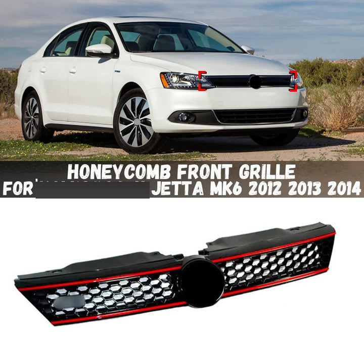Car Craft Compatible With Vw Volkswagen Jetta Mk6 2012-2014 Upgrade Facelift Convert To Gli Line Style Front Bumper Show Grill Red