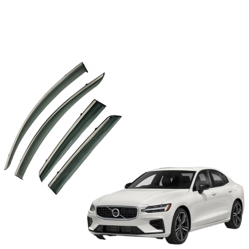 Car Craft Compatible With Volvo S60 2020-2024 Rain Shine Side Window Wind Deflectors Rain Sun Guard Door Visor Doorvisor Deflector Visor Shades Ventvisor Strip CC-7782 - CAR CRAFT INDIA