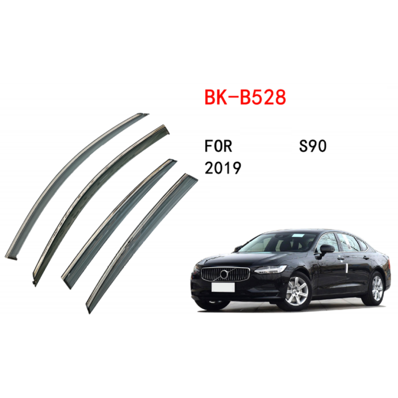 Car Craft Compatible With Volvo S90 2019-2024 Rain Shine Side Window Wind Deflectors Rain Sun Guard Door Visor Doorvisor Deflector Visor Shades Ventvisor Strip CC-7781 - CAR CRAFT INDIA