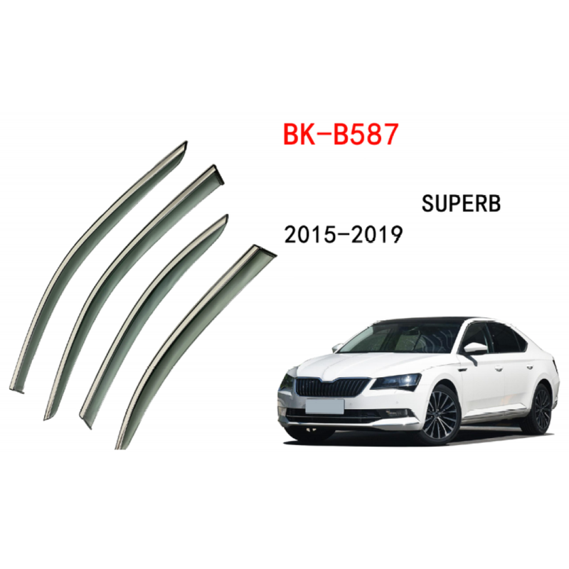 Car Craft Compatible With Skoda Superb 2015+ Rain Shine Side Window Wind Deflectors Rain Sun Guard Door Visor Doorvisor Deflector Visor Shades Ventvisor Strip CC-7739 - CAR CRAFT INDIA
